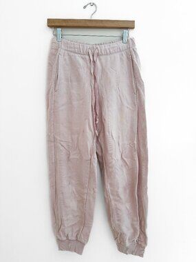 Aerie Textured Jogger Drawstring Pockets High Waisted Sweatpants - Pink - Size S